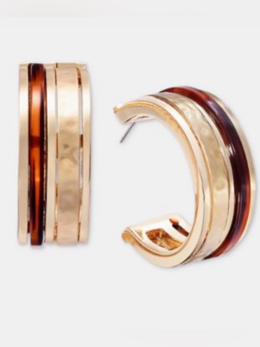Style Co Inlay Hoop Earrings Brown Gold